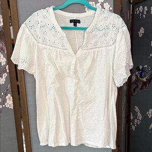 Lane Bryant White Eyelet Blouse